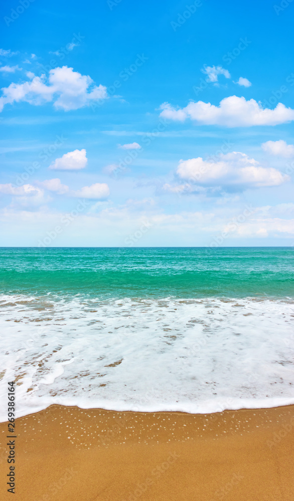 Sandy beach and sea waves