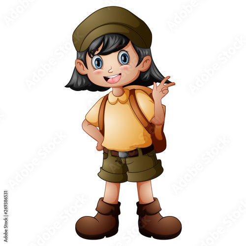 Girl explorer with scout uniform