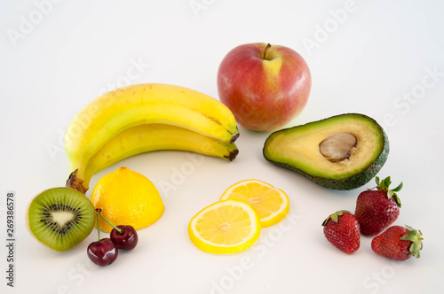 Fresh Fruits on White Background