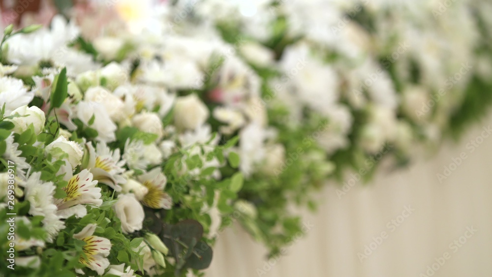 Wedding Decor.The Design of the Wedding Decorations. Flowers on the table Wedding Decor.The Design of the Wedding Decorations. Flowers on the table