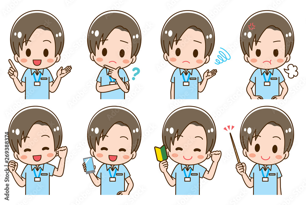 Caregiver helper staff illustration set Caregiver helper staff illustration set