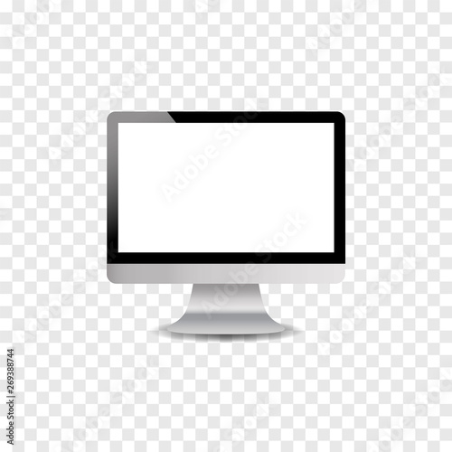 Computer monitor on table front, backside vector illustration. eps10