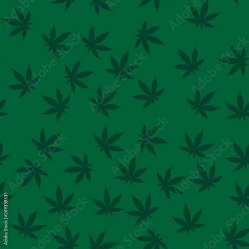 Seamless texture with hemp leaves