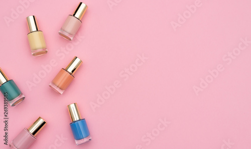 Set of colorful nail polishes