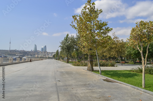 promenade by Caspian sea at Baku Bulvar © anney_lier