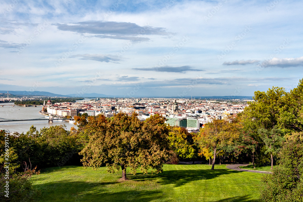 City view of Budapest from Gellert hill