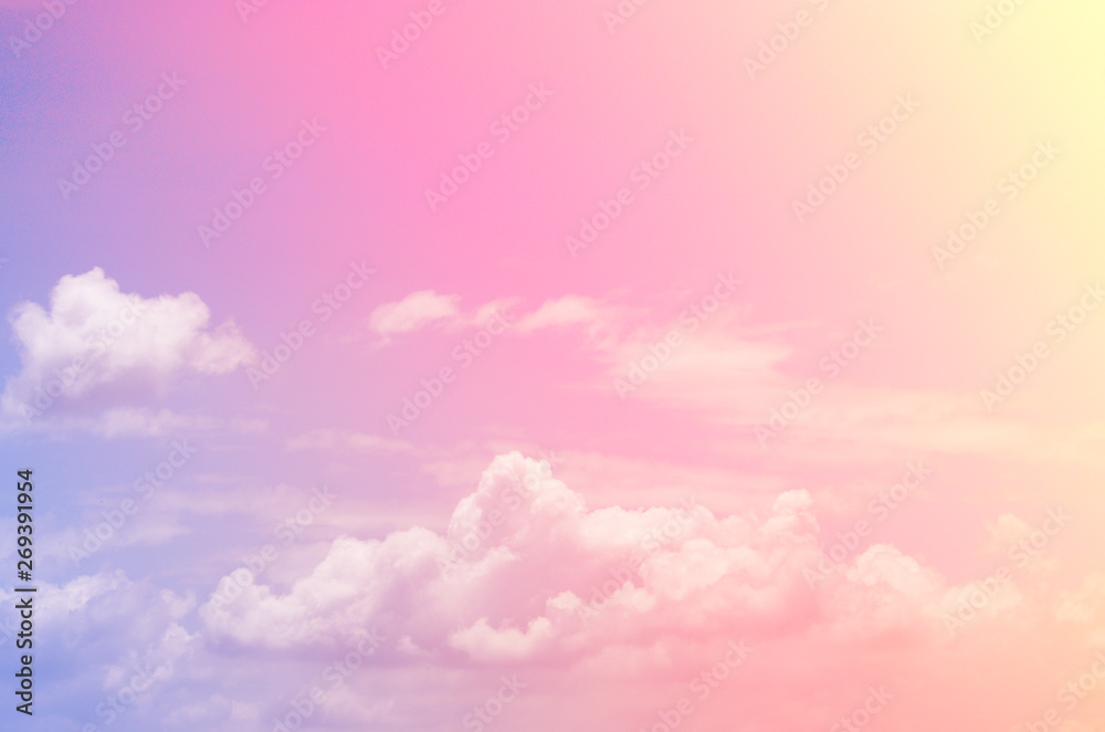 Sky and Clouds with pastel color background on sunshine day.