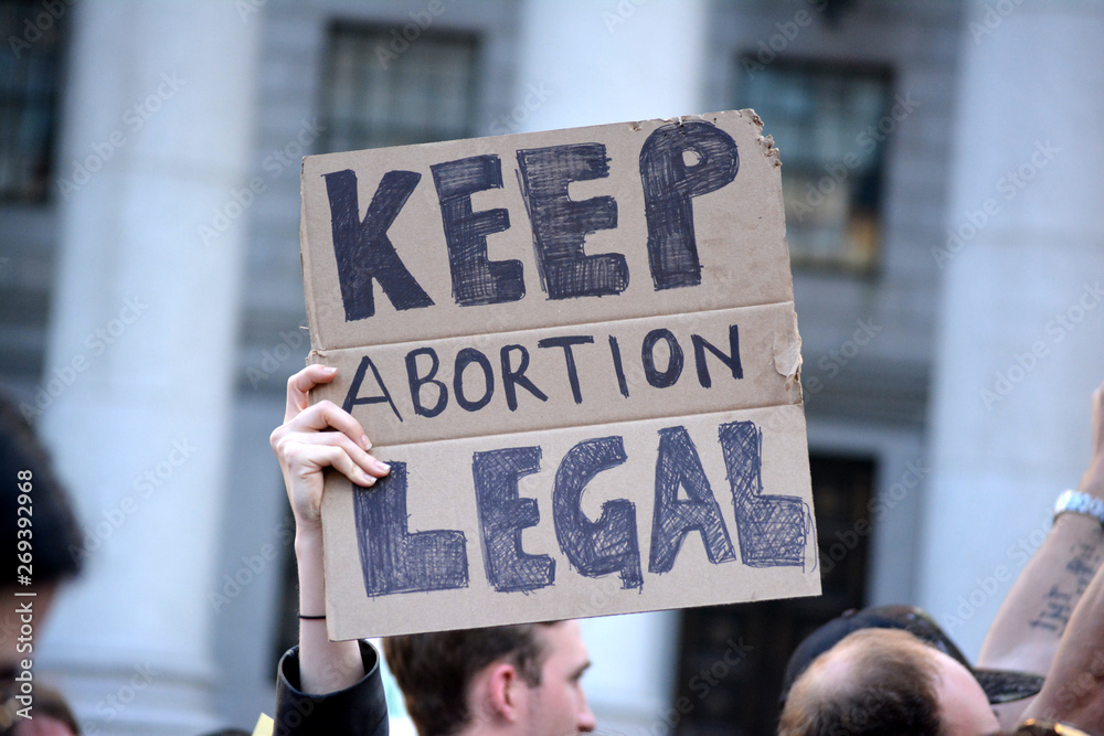 People protesting new, strict abortion laws sweeping parts of the United States in New York City.