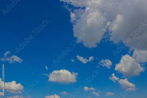 Beautiful photo of clouds in the blue sky  A flock of little clouds