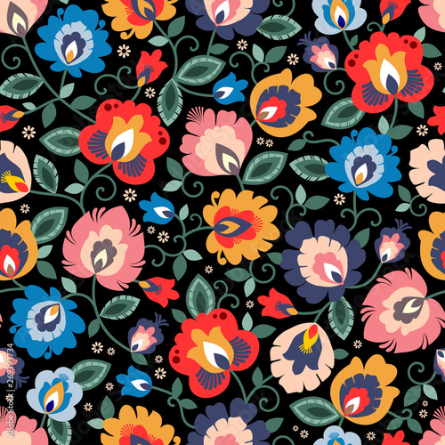 Beautiful Polish traditional floral folk pattern vector