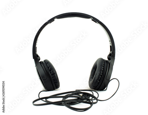 Black Headphones isolated on white background