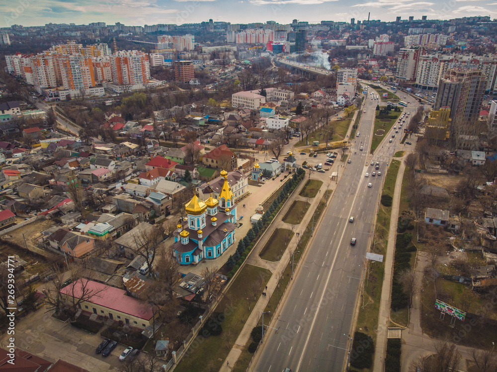 Orthodox monastery Ciuflea located in Chisinau , Moldova. Aerial view