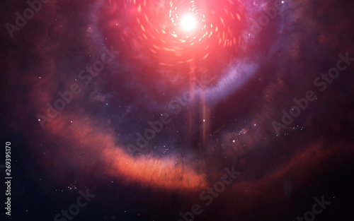 Giant supernova star explosion in the deep space. Awesome science fiction render. Elements of this image furnished by NASA