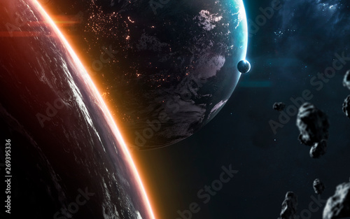 Fototapeta Naklejka Na Ścianę i Meble -  Hot flame planets in deep space far away from Earth. Elements of this image furnished by NASA