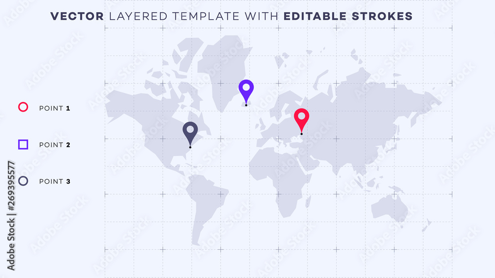 Naklejka premium Abstract Geometric World Map.