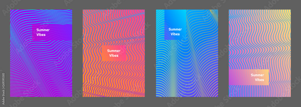 Colorful and trendy poster, flyer, banner vibes waves templates