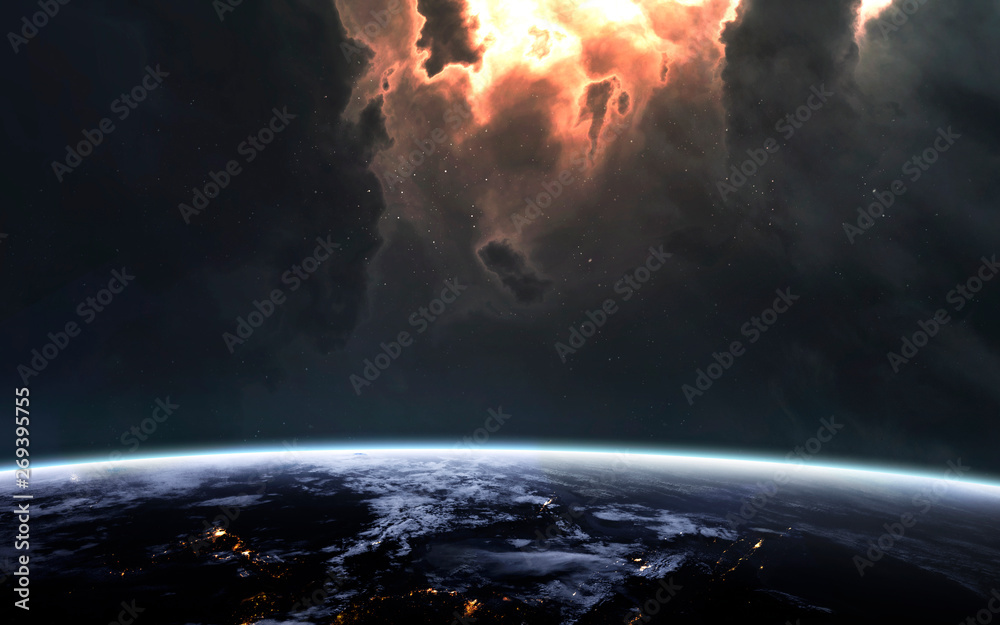 Earth planet. Awesome science fiction render. Elements of this image furnished by NASA