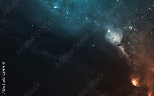Deep space, cosmic landscape. Starfield. Nebula. Awesome science fiction render. Elements of this image furnished by NASA © Vadimsadovski