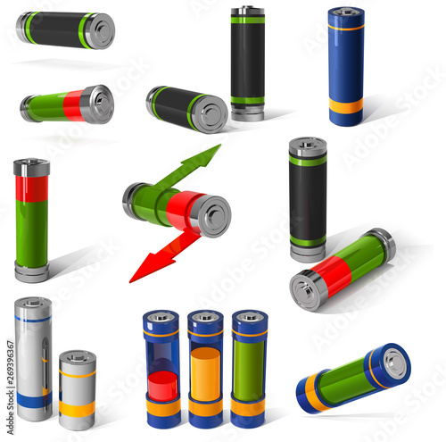 set of different batteries