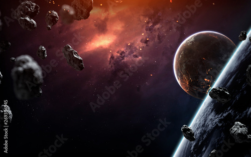 Deep space planets, science fiction imagination of cosmos landscape. Elements of this image furnished by NASA photo