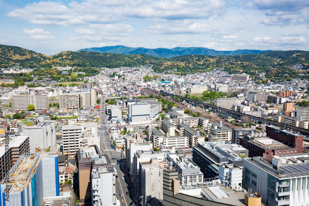 Aerial View over Kyoto Japan