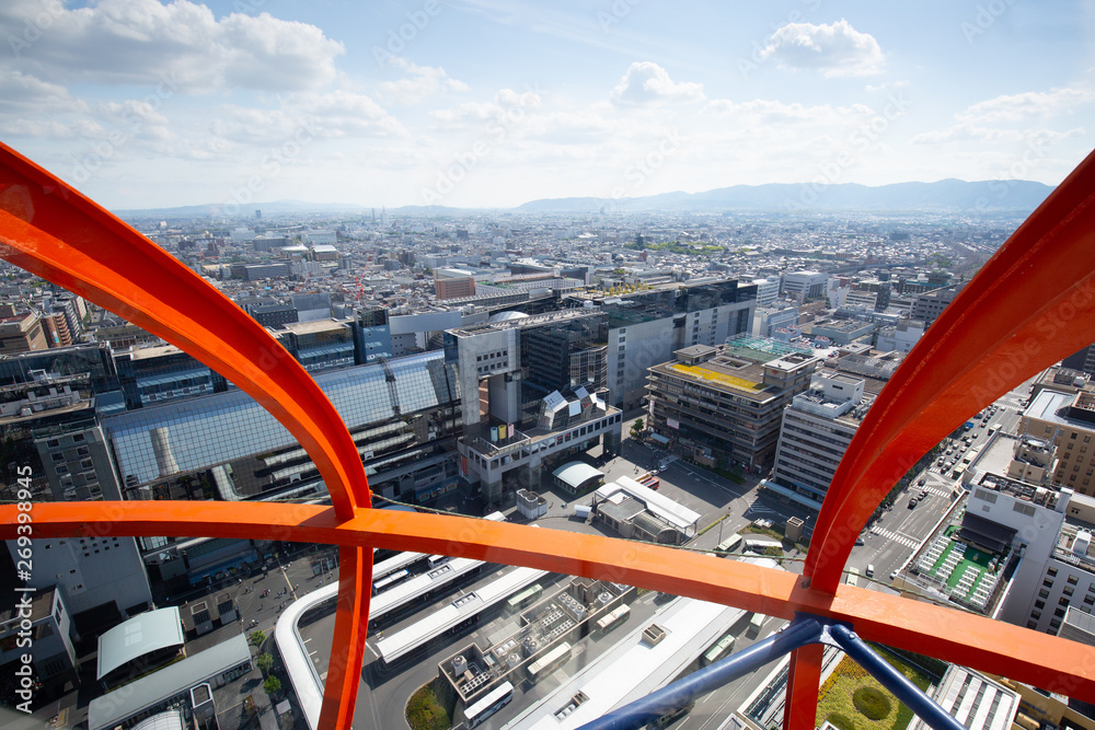 Aerial View over Kyoto Japan