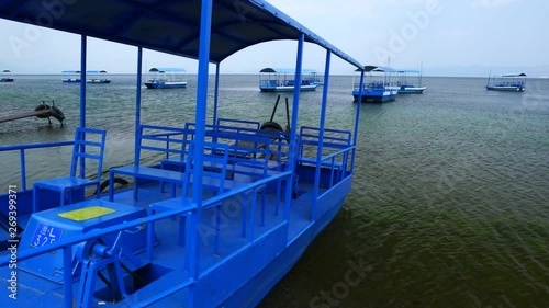 Recreation boats, Fuxian Lake, Chengjiang County, Yunnan Province, China, Asia photo