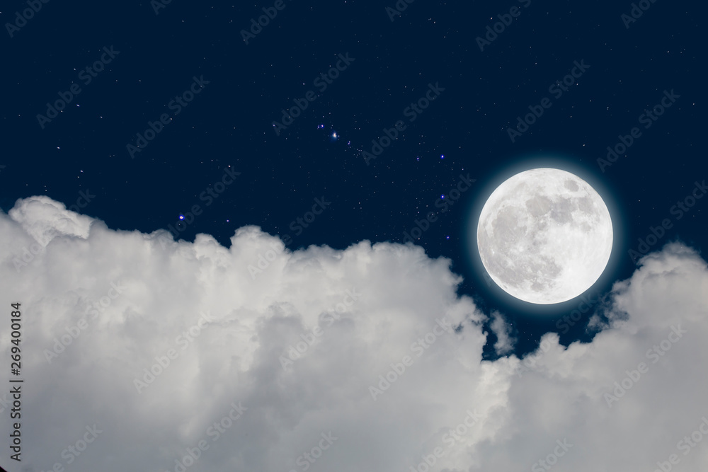 Full moon with starry and clouds background. Romantic night. Full moon with starry and clouds background. Romantic night.