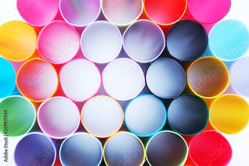 Closed up of colorful plastic straws
