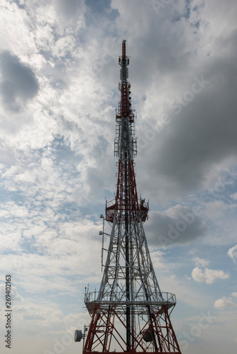 Low angle view of communications tower, Seoul Tower, Namsan Park, Namsan Mountain, Seoul, South Korea