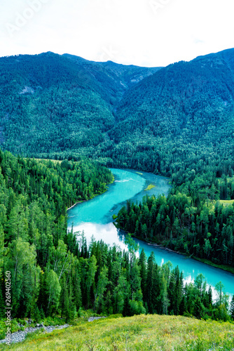 Картината върху платно Moon Bay , summer scenery in Xinjiang Kanas ,China