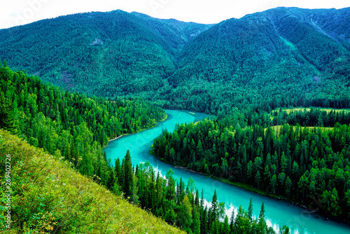 Photos Moon Bay , summer scenery in Xinjiang Kanas ,China