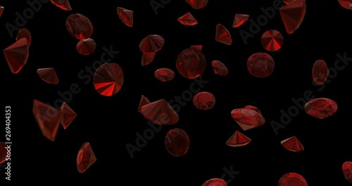 red diamonds ruby falling slow motion