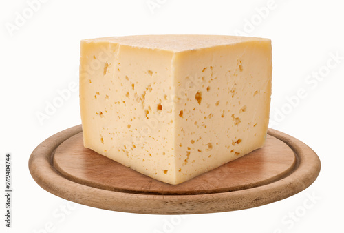 Asiago cheese on wooden plate