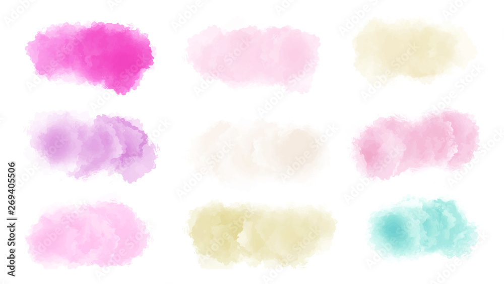 Colorful watercolor splash set for your design, vector.