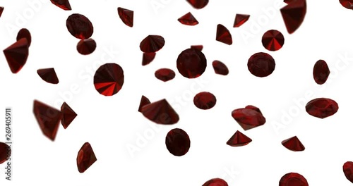 red diamonds ruby falling slow motion