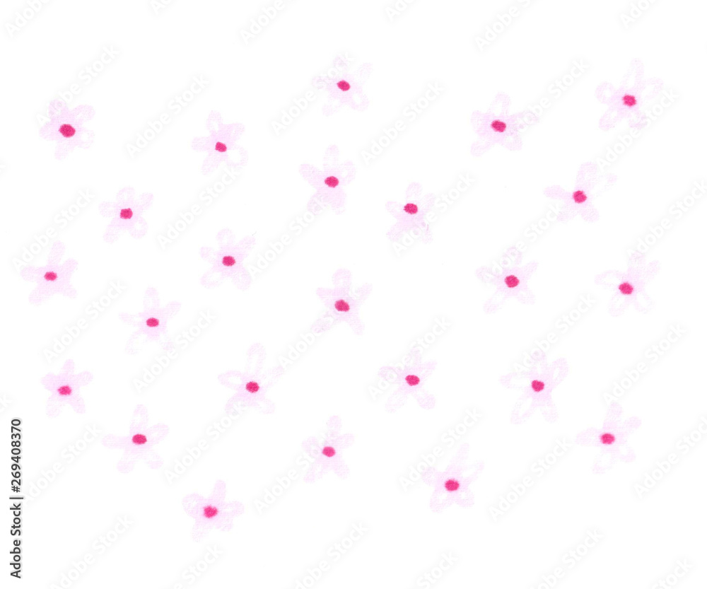 illustration of pink flowers markers on white background illustration of pink flowers markers on white background