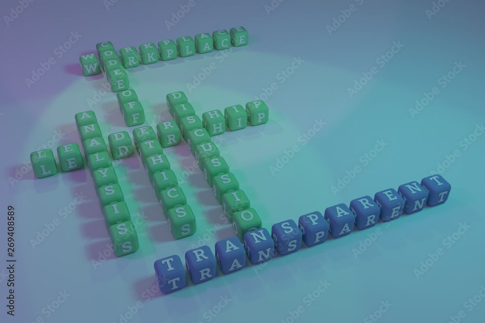 Naklejka premium Transparent, business keyword crossword. For web page, graphic design, texture or background.