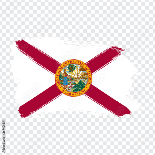 Flag of Florida from brush strokes. United States of America.  Flag Florida on transparent background for your web site design, logo, app, UI. Stock vector. Vector illustration EPS10.