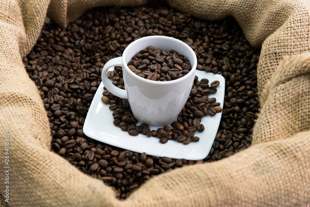 Kaffee, Tasse, Kaffeebohnen Kaffee, Tasse, Kaffeebohnen