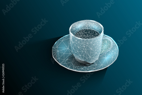 Coffee cup. Tea cup. Vector polygonal image, consisting of lines and shapes. Use for background, banner, poster, brochure etc. vector illustration.