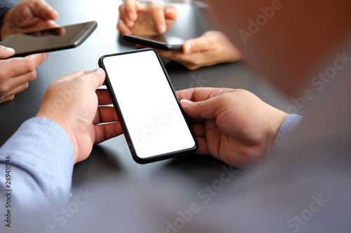 business people holding using smart mobile phone