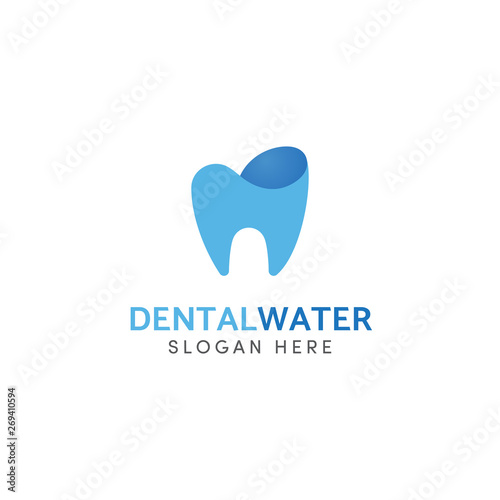 Dental Logo for Dental Care With Tooth and Water Logo Vector Image