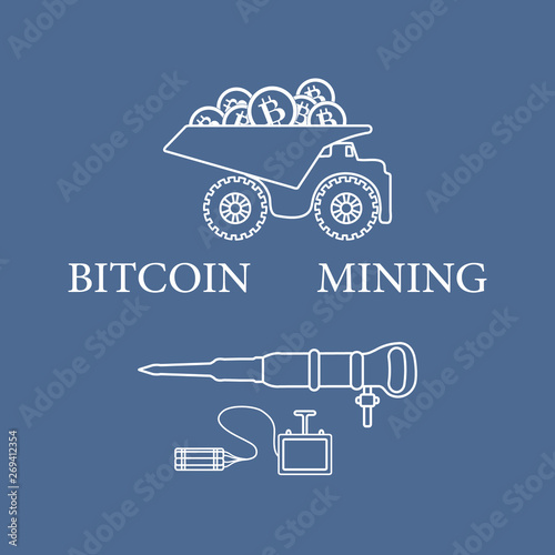 Dumper with bitcoins, dynamite and jackhammer.