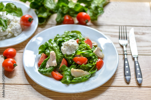 fresh spinach salad with tomatoes cheese © polakravis