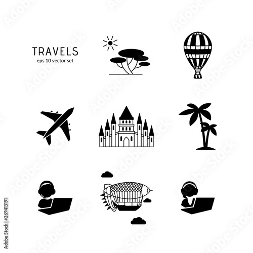 Travels - vector icons set.