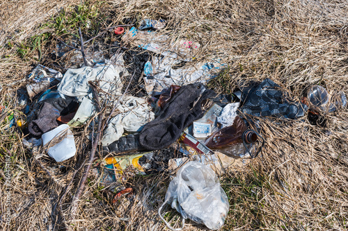 Apri 2019l. Russia. The Village Sopot. Garbage in nature photo