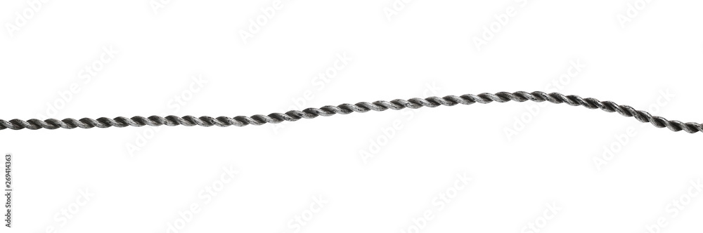 Steel, metal hawser, cord isolated on white background