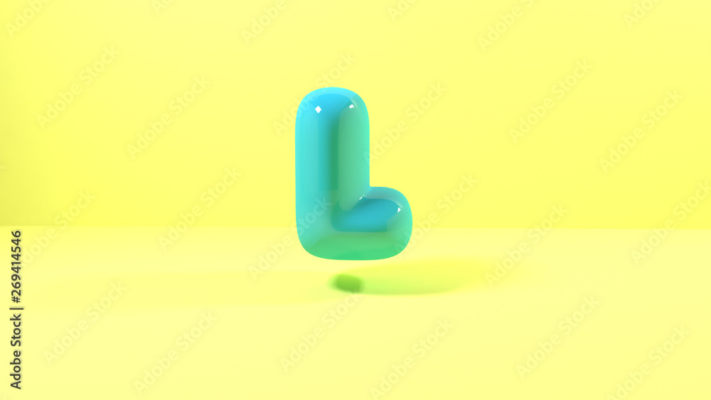 3d render blue bubble plastic on pink background letters l 3d render blue bubble plastic on pink background letters l