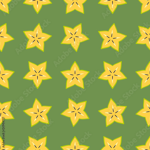 Starfruit Pattern with a beautiful flat background